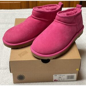 NIB 100% Authentic UGG Classic Ultra Mini Wmns Ankle Boots US 7 EU 38 Hot Pink